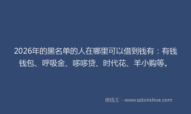 2026年的黑名单的人在哪里可以借到钱有：有钱钱包、呼吸金、哆哆贷、时代花、羊小购等。