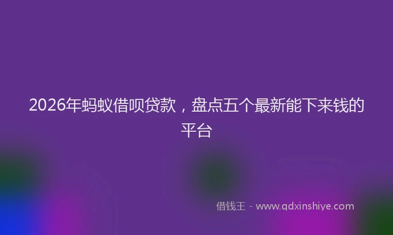 2026年蚂蚁借呗贷款，盘点五个最新能下来钱的平台