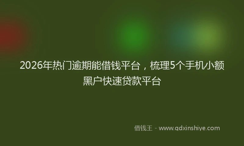 2026年热门逾期能借钱平台，梳理5个手机小额黑户快速贷款平台