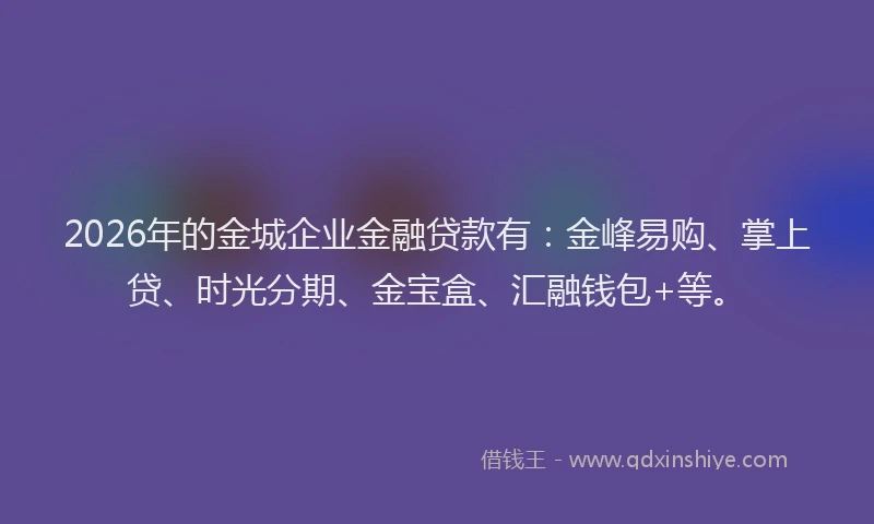 2026年的金城企业金融贷款有：金峰易购、掌上贷、时光分期、金宝盒、汇融钱包+等。