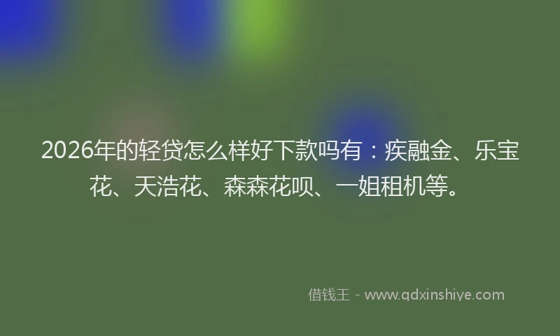 2026年的轻贷怎么样好下款吗有：疾融金、乐宝花、天浩花、森森花呗、一姐租机等。