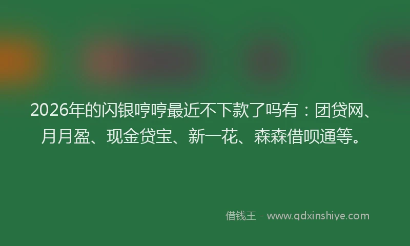 2026年的闪银哼哼最近不下款了吗有：团贷网、月月盈、现金贷宝、新一花、森森借呗通等。