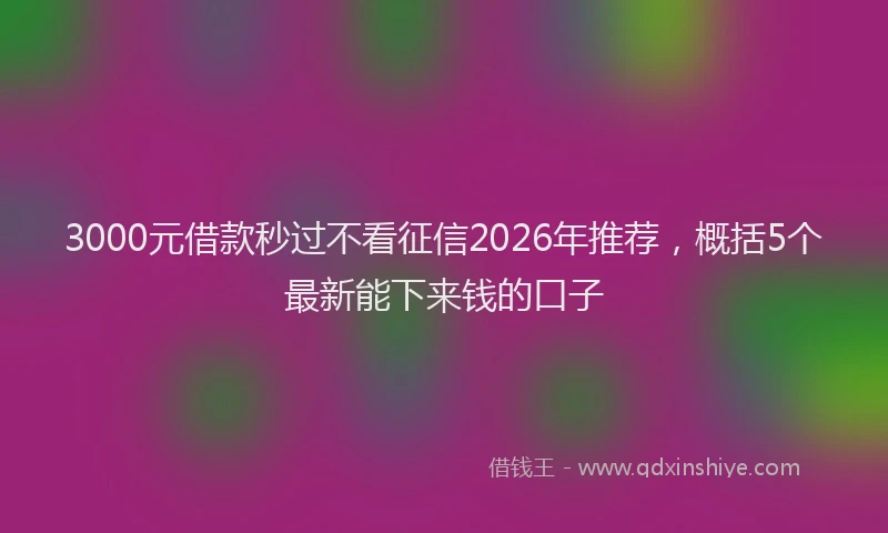 3000元借款秒过不看征信2026年推荐，概括5个最新能下来钱的口子