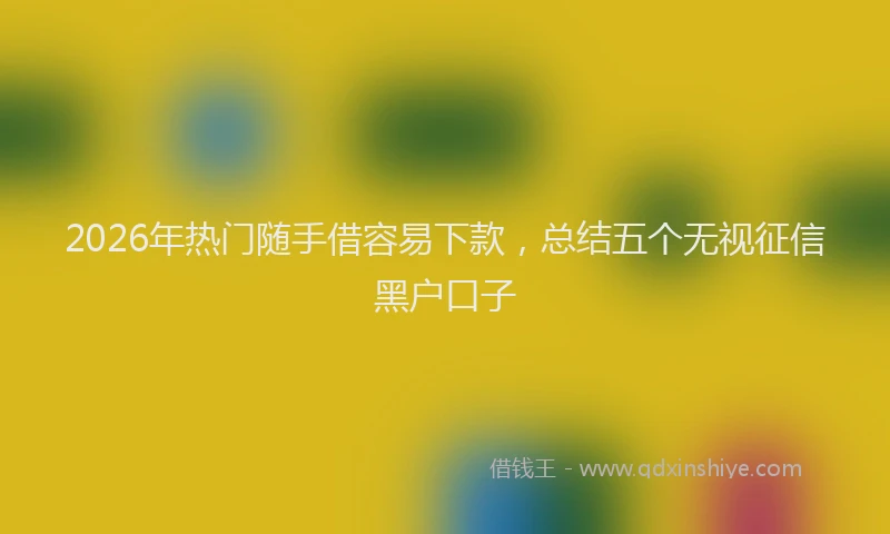 2026年热门随手借容易下款，总结五个无视征信黑户口子