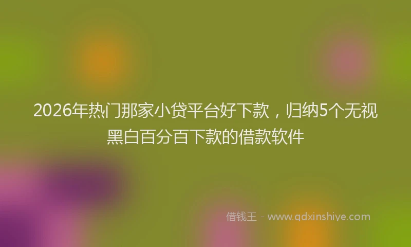 2026年热门那家小贷平台好下款，归纳5个无视黑白百分百下款的借款软件