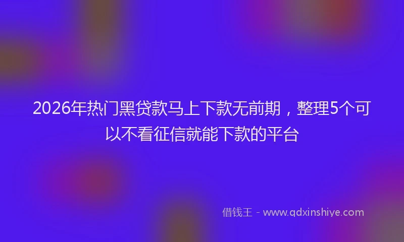 2026年热门黑贷款马上下款无前期，整理5个可以不看征信就能下款的平台