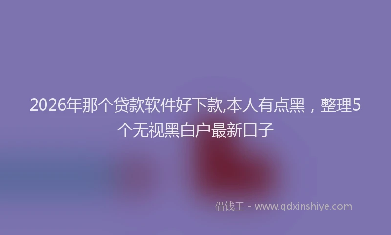 2026年那个贷款软件好下款,本人有点黑，整理5个无视黑白户最新口子