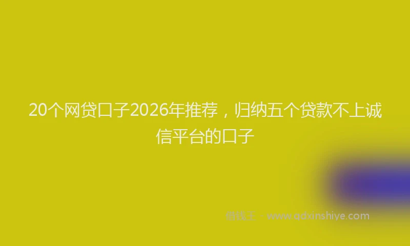 20个网贷口子2026年推荐，归纳五个贷款不上诚信平台的口子