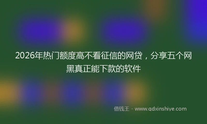 2026年热门额度高不看征信的网贷，分享五个网黑真正能下款的软件