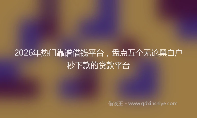 2026年热门靠谱借钱平台，盘点五个无论黑白户秒下款的贷款平台
