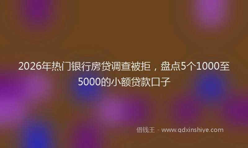 2026年热门银行房贷调查被拒，盘点5个1000至5000的小额贷款口子
