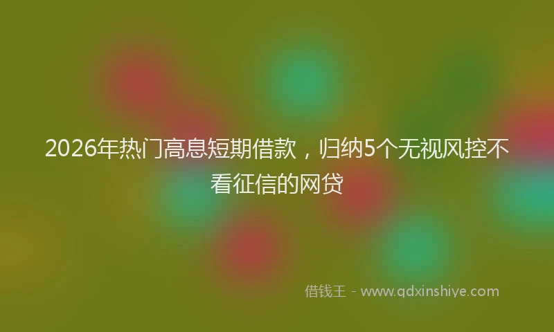 2026年热门高息短期借款，归纳5个无视风控不看征信的网贷