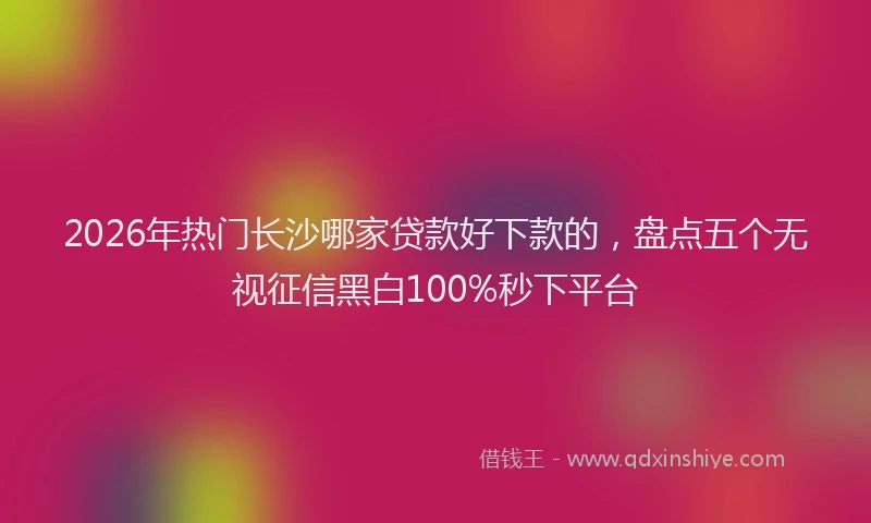 2026年热门长沙哪家贷款好下款的,盘点五个无视征信黑白100%秒下平台