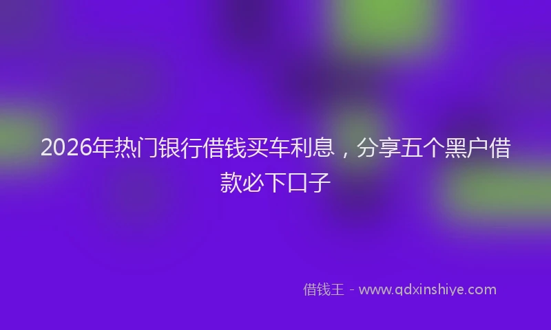 2026年热门银行借钱买车利息,分享五个黑户借款必下口子