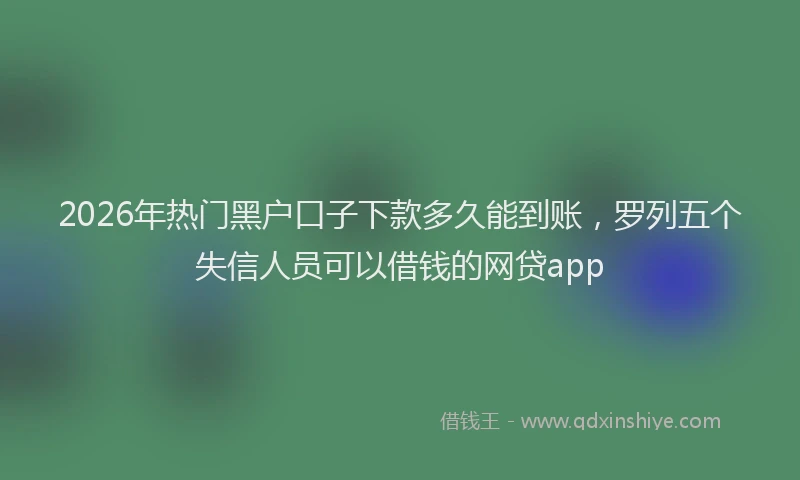2026年热门黑户口子下款多久能到账，罗列五个失信人员可以借钱的网贷app