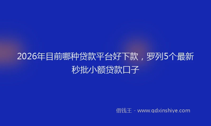 2026年目前哪种贷款平台好下款，罗列5个最新秒批小额贷款口子