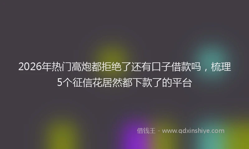 2026年热门高炮都拒绝了还有口子借款吗，梳理5个征信花居然都下款了的平台