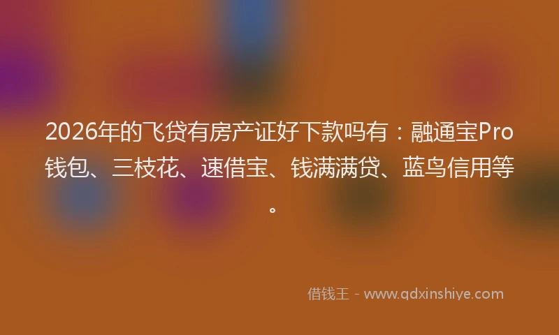2026年的飞贷有房产证好下款吗有：融通宝Pro钱包、三枝花、速借宝、钱满满贷、蓝鸟信用等。