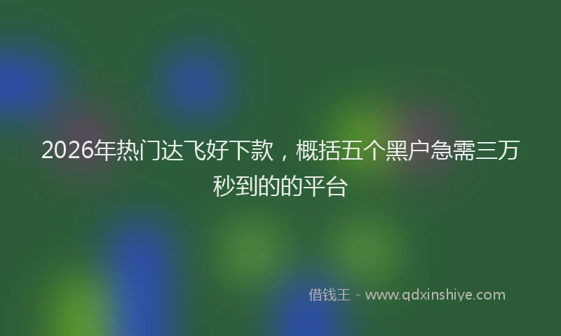 2026年热门达飞好下款，概括五个黑户急需三万秒到的的平台