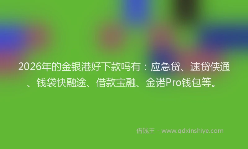 2026年的金银港好下款吗有:应急贷、速贷侠通、钱袋快融途、借款宝融、金诺Pro钱包等。