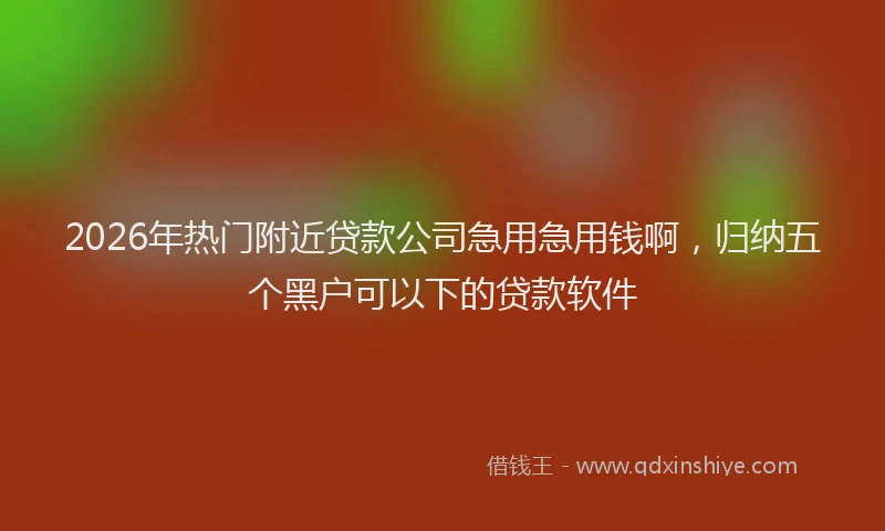 2026年热门附近贷款公司急用急用钱啊，归纳五个黑户可以下的贷款软件