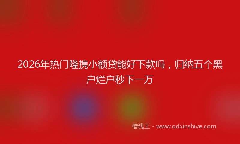 2026年热门隆携小额贷能好下款吗，归纳五个黑户烂户秒下一万