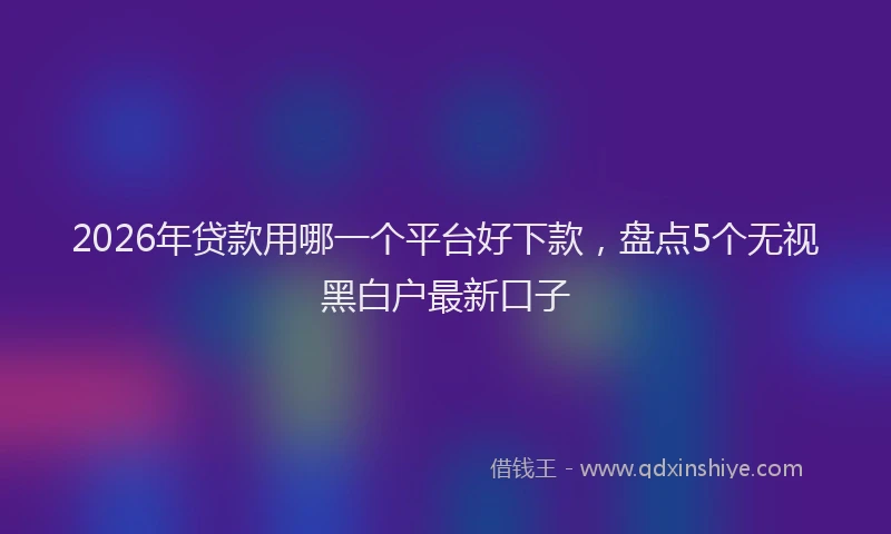 2026年贷款用哪一个平台好下款，盘点5个无视黑白户最新口子