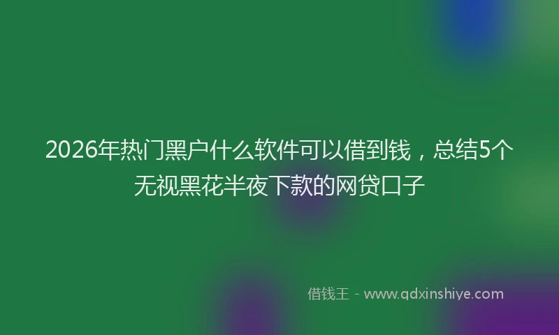 2026年热门黑户什么软件可以借到钱，总结5个无视黑花半夜下款的网贷口子