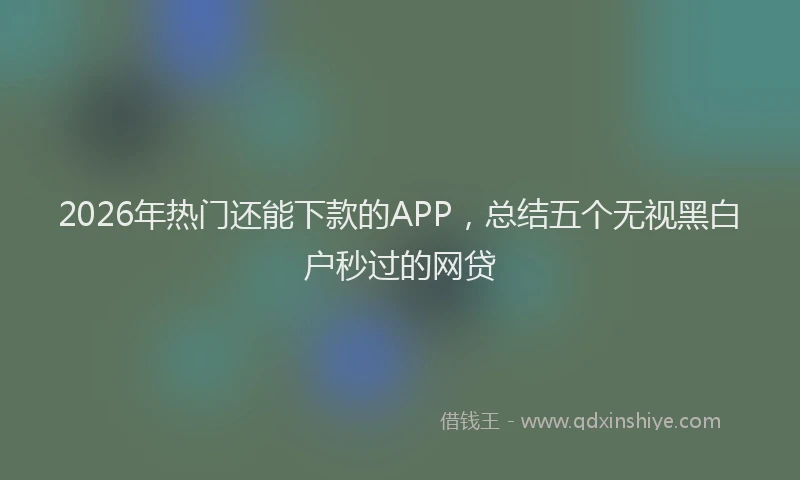 2026年热门还能下款的APP，总结五个无视黑白户秒过的网贷