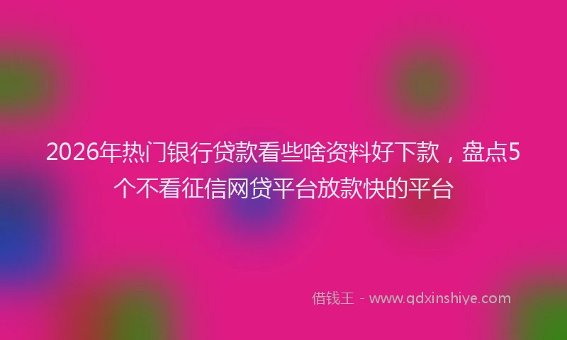 2026年热门银行贷款看些啥资料好下款，盘点5个不看征信网贷平台放款快的平台