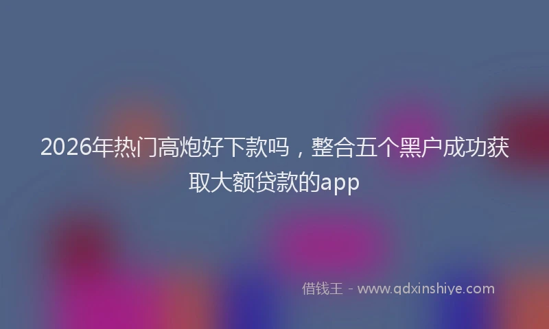 2026年热门高炮好下款吗，整合五个黑户成功获取大额贷款的app