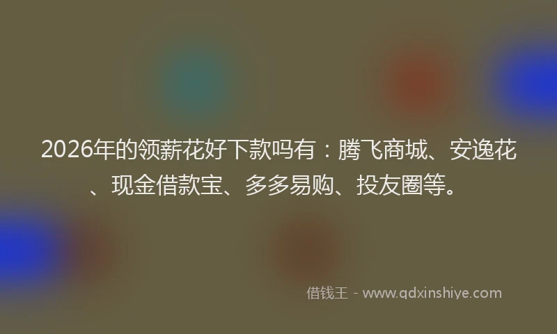 2026年的领薪花好下款吗有：腾飞商城、安逸花、现金借款宝、多多易购、投友圈等。