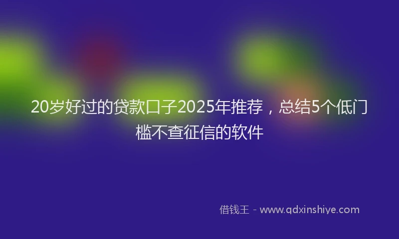 20岁好过的贷款口子2025年推荐，总结5个低门槛不查征信的软件