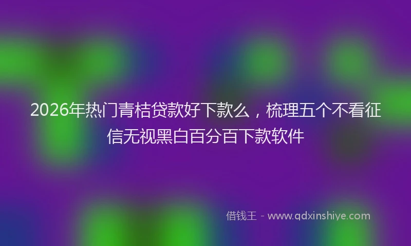 2026年热门青桔贷款好下款么，梳理五个不看征信无视黑白百分百下款软件