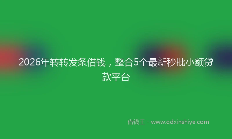2026年转转发条借钱，整合5个最新秒批小额贷款平台