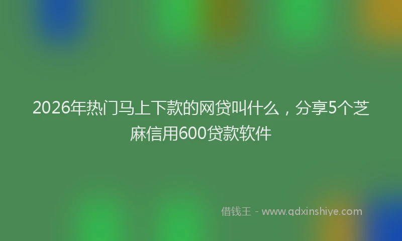 2026年热门马上下款的网贷叫什么，分享5个芝麻信用600贷款软件