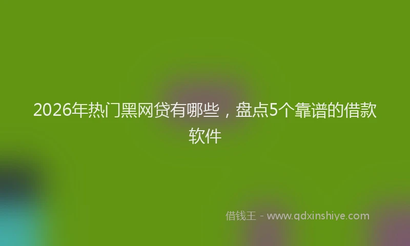 2026年热门黑网贷有哪些，盘点5个靠谱的借款软件