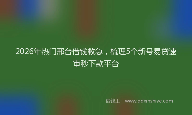 2026年热门邢台借钱救急，梳理5个新号易贷速审秒下款平台