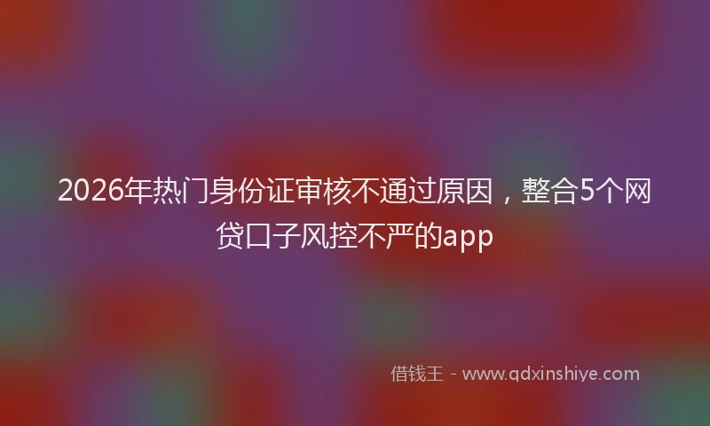 2026年热门身份证审核不通过原因，整合5个网贷口子风控不严的app