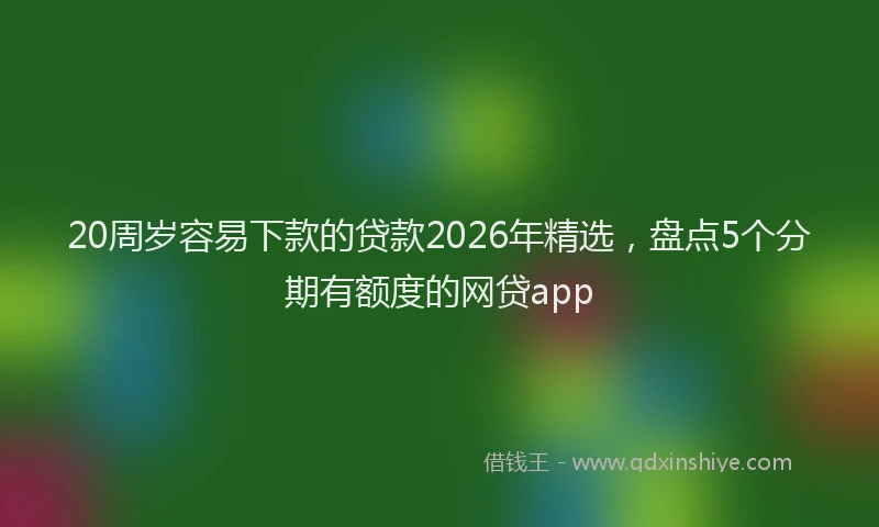 20周岁容易下款的贷款2026年精选，盘点5个分期有额度的网贷app