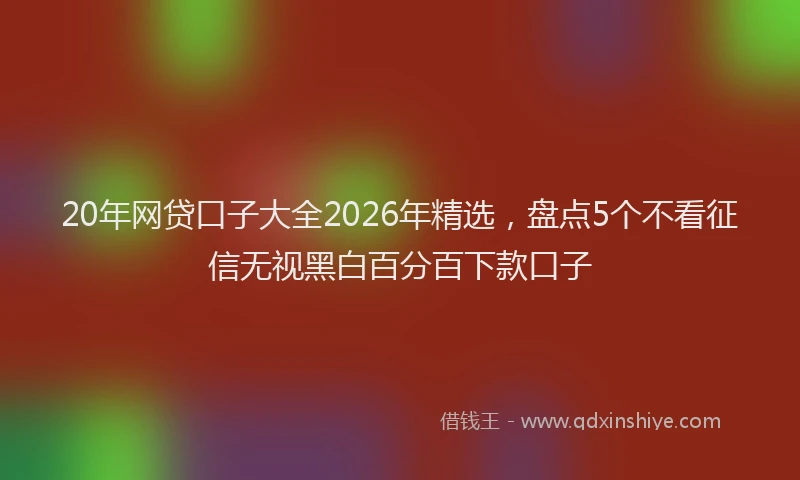 20年网贷口子大全2026年精选，盘点5个不看征信无视黑白百分百下款口子