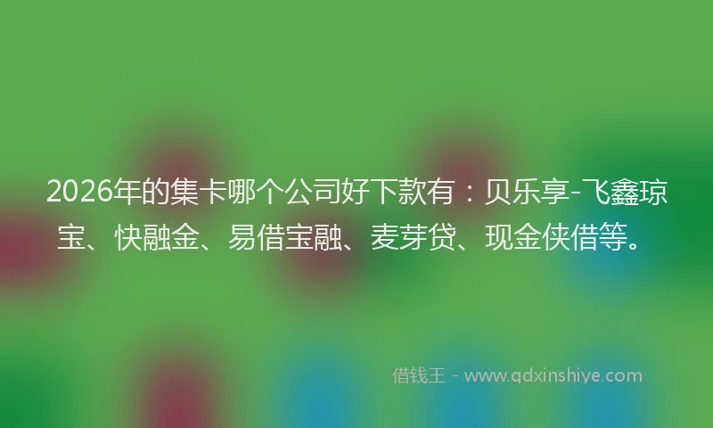 2026年的集卡哪个公司好下款有：贝乐享-飞鑫琼宝、快融金、易借宝融、麦芽贷、现金侠借等。