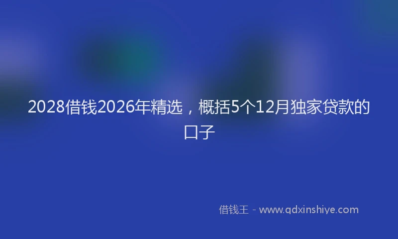2028借钱2026年精选，概括5个12月独家贷款的口子