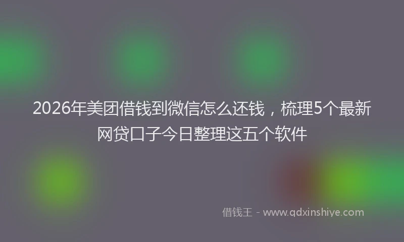 2026年美团借钱到微信怎么还钱，梳理5个最新网贷口子今日整理这五个软件