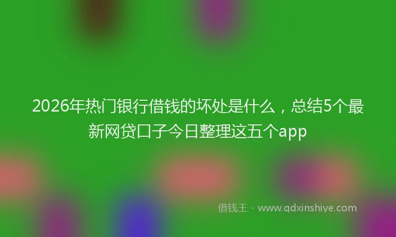 2026年热门银行借钱的坏处是什么，总结5个最新网贷口子今日整理这五个app