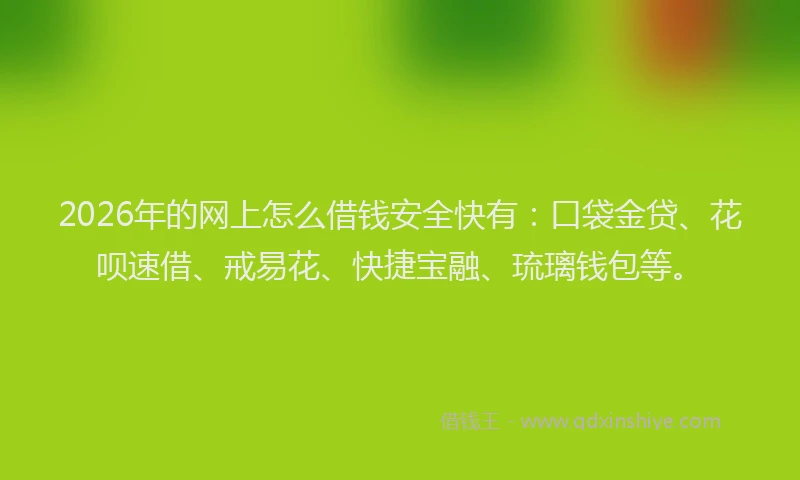 2026年的网上怎么借钱安全快有：口袋金贷、花呗速借、戒易花、快捷宝融、琉璃钱包等。