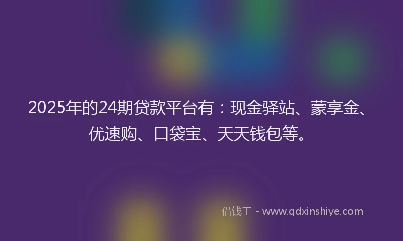2025年的24期贷款平台有：现金驿站、蒙享金、优速购、口袋宝、天天钱包等。
