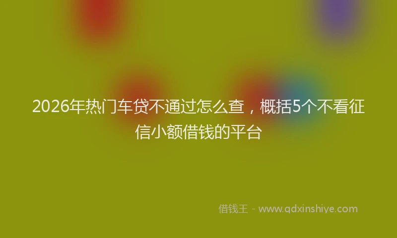 2026年热门车贷不通过怎么查，概括5个不看征信小额借钱的平台