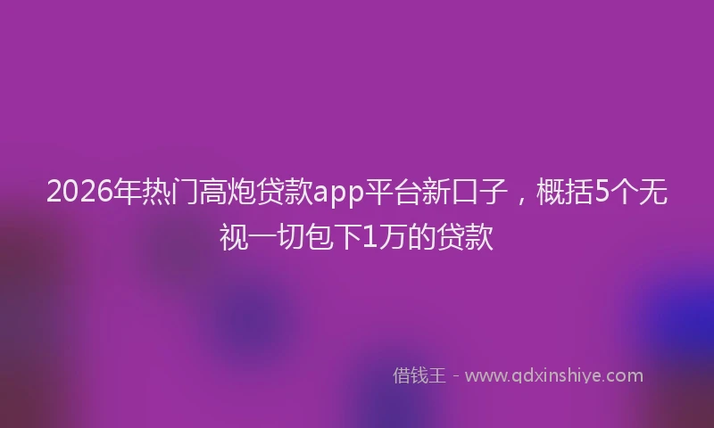 2026年热门高炮贷款app平台新口子，概括5个无视一切包下1万的贷款