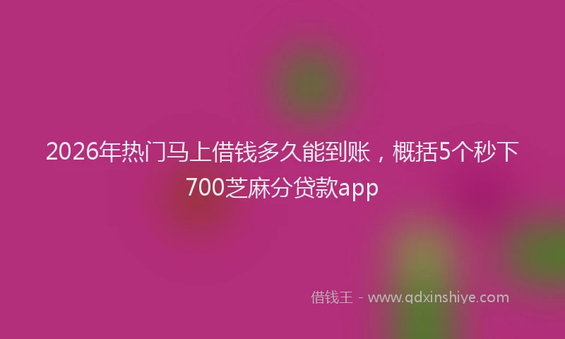 2026年热门马上借钱多久能到账，概括5个秒下700芝麻分贷款app